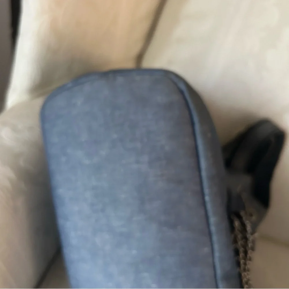 RARE！Chanel 2014 denim 2 tone medallion charm back pack bag/tote bag